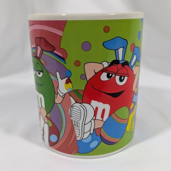 Mars M&M Candy Easter Coffee Mug by Galerie Green Red Yellow Blue - Picture 4 of 7
